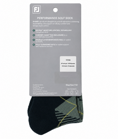 Masters Logo Footjoy ProDry Drysof Performance Green Argyle Dress Golf Socks