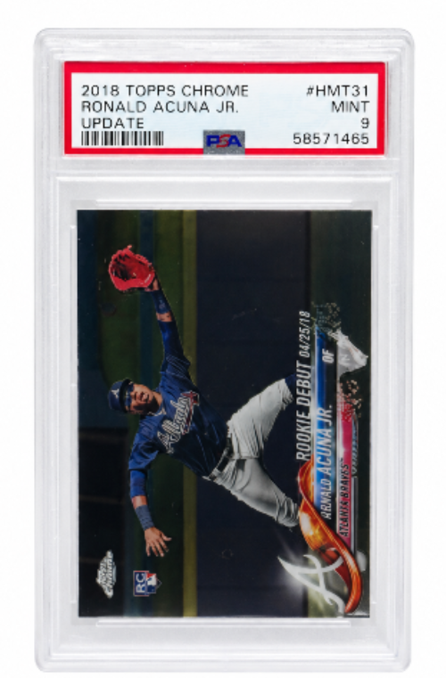 Ronald Acuna Jr. Braves 2018 Topps Chrome Update Rookie Debut Card #HMT31 PSA 9