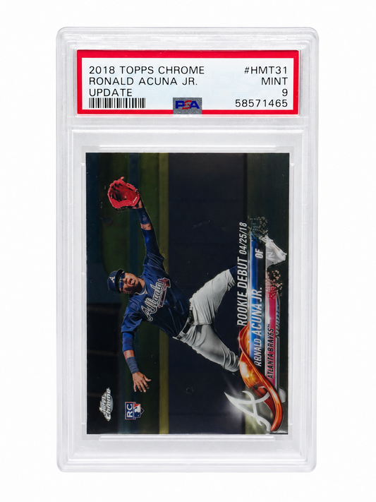 Ronald Acuna Jr. Braves 2018 Topps Chrome Update Rookie Debut Card #HMT31 PSA 9