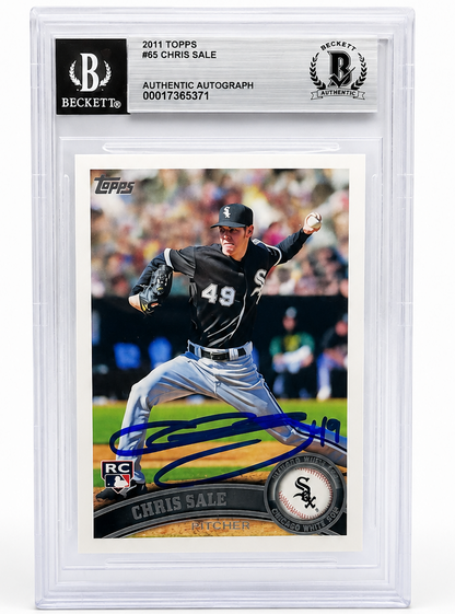 Chris Sale White Sox Autographed 2011 Topps Rookie Card Beckett Authentic