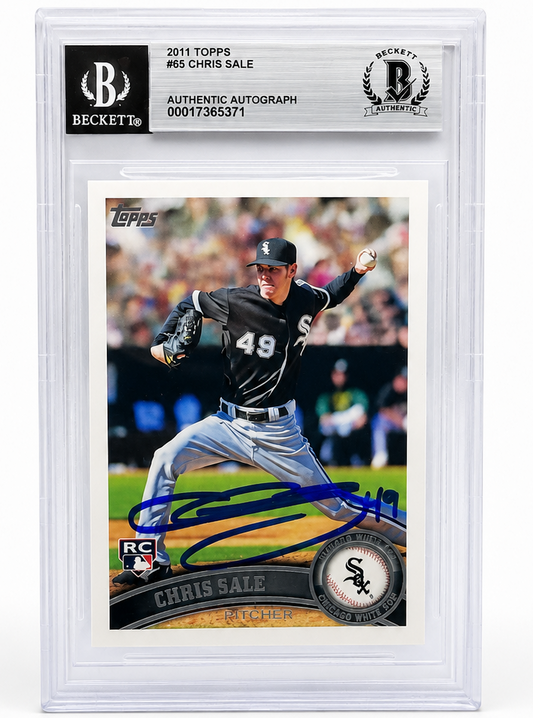 Chris Sale White Sox Autographed 2011 Topps Rookie Card Beckett Authentic