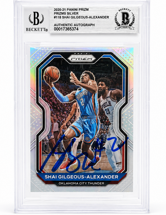 Shai Gilgeous-Alexander 2020 Panini Prizm Silver Signed Card Beckett Authentic