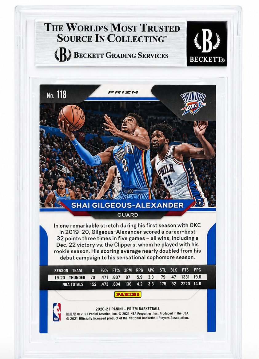 Shai Gilgeous-Alexander 2020 Panini Prizm Silver Signed Card Beckett Authentic