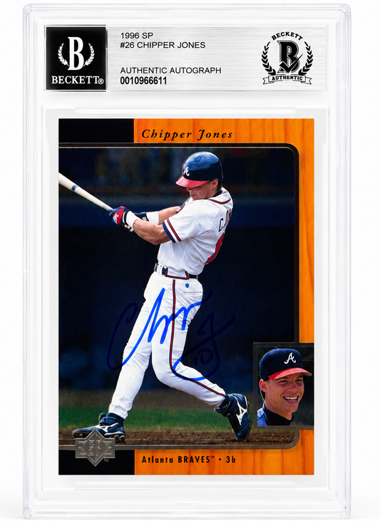 Chipper Jones Autographed Signed Atlanta Braves 1996 UD SP Card Beckett BAS