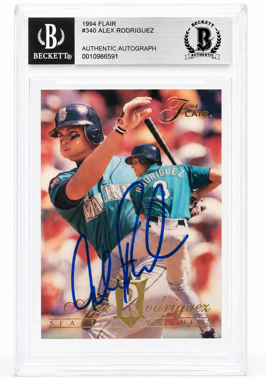 Alex Rodriguez Autographed Signed Mariners 1994 Flair Rookie Card Beckett BAS
