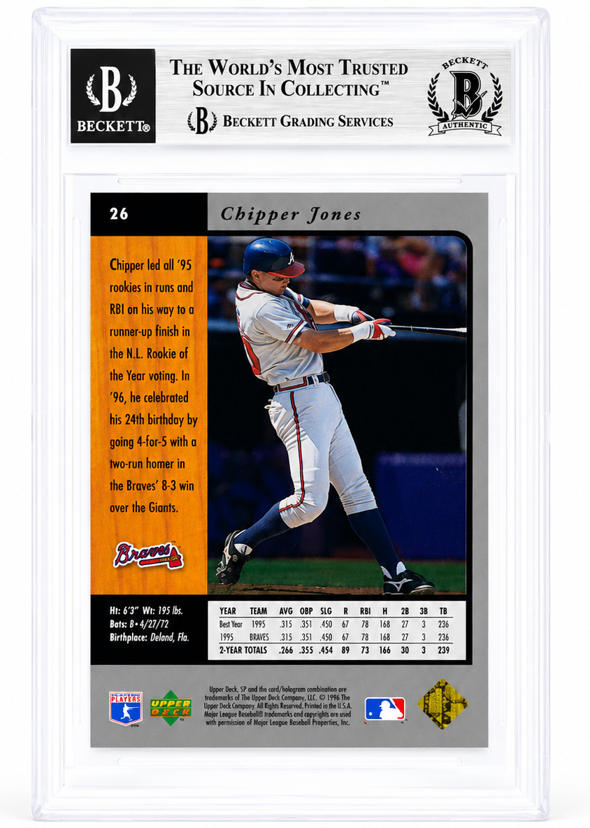 Chipper Jones Autographed Signed Atlanta Braves 1996 UD SP Card Beckett BAS