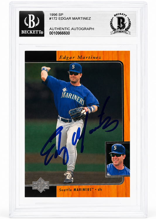Edgar Martinez Autographed Signed Seattle Mariners 1996 UD SP Card Beckett HOF
