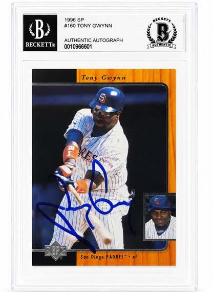 Tony Gwynn Autographed Signed San Diego Padres 1996 UD SP Card Beckett BAS