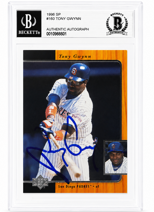 Tony Gwynn Autographed Signed San Diego Padres 1996 UD SP Card Beckett BAS
