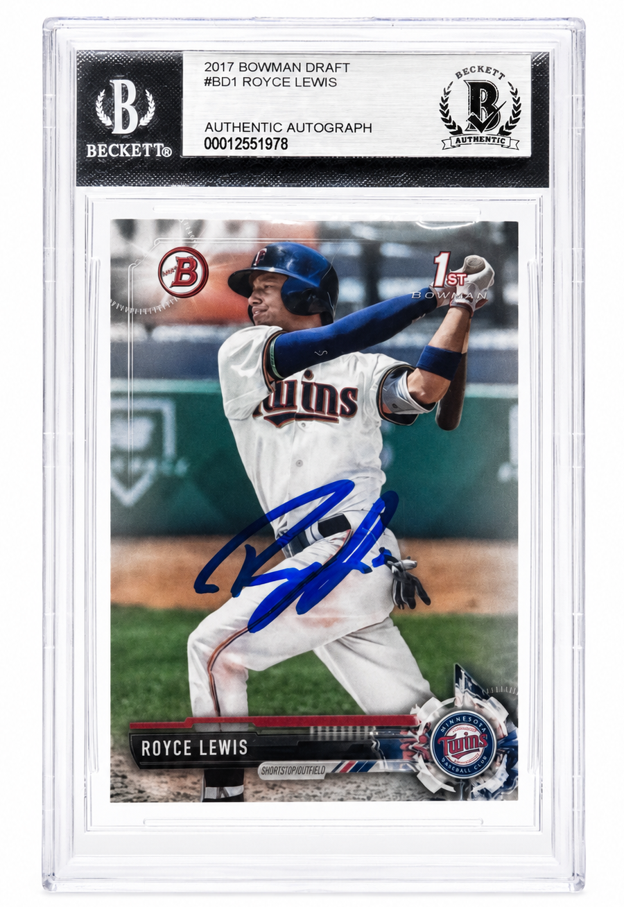 Royce Lewis Autographed Signed Twins 2017 Bowman Draft Rookie Card Beckett BAS