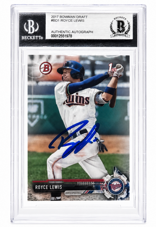 Royce Lewis Autographed Signed Twins 2017 Bowman Draft Rookie Card Beckett BAS
