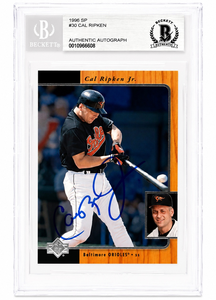 Cal Ripken Jr Autographed Baltimore Orioles 96 UD SP Card Beckett Authentic BAS