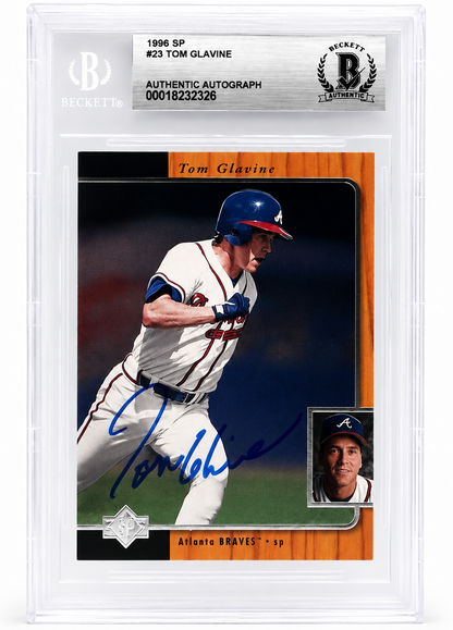 Tom Glavine Signed Atlanta Braves 1996 UD SP Card Beckett Authentic BAS