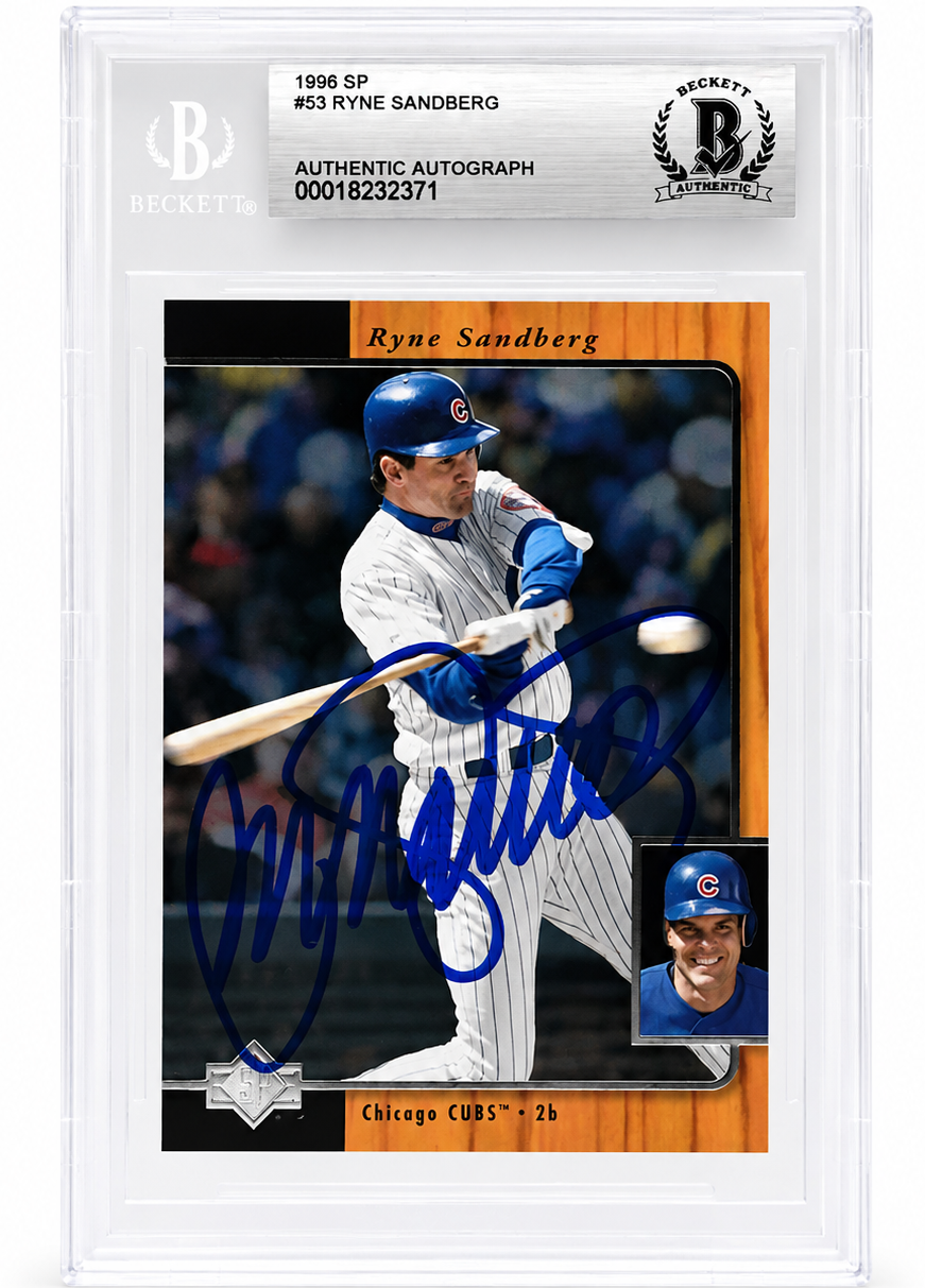 Ryne Sandberg Signed Chicago Cubs 1996 UD SP Card Beckett Authentic BAS