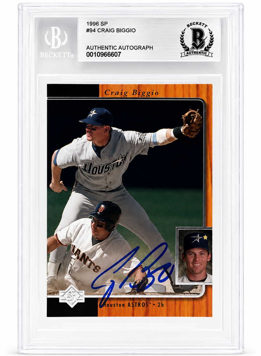 Craig Biggio Signed Houston Astros 1996 UD SP Card Beckett Authentic BAS