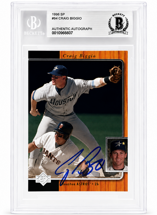 Craig Biggio Signed Houston Astros 1996 UD SP Card Beckett Authentic BAS