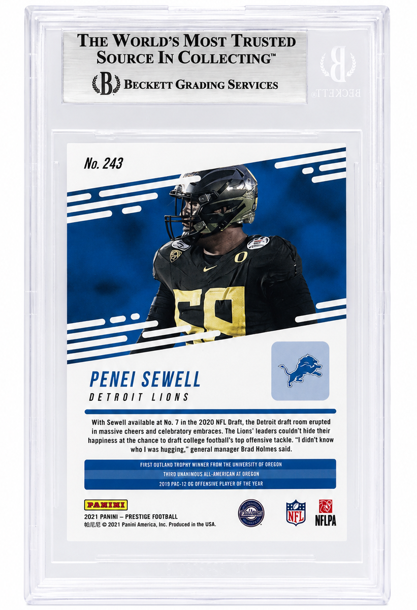 Penei Sewell Lions Signed 2021 Prestige Hyper Rookie Card Beckett Authentic