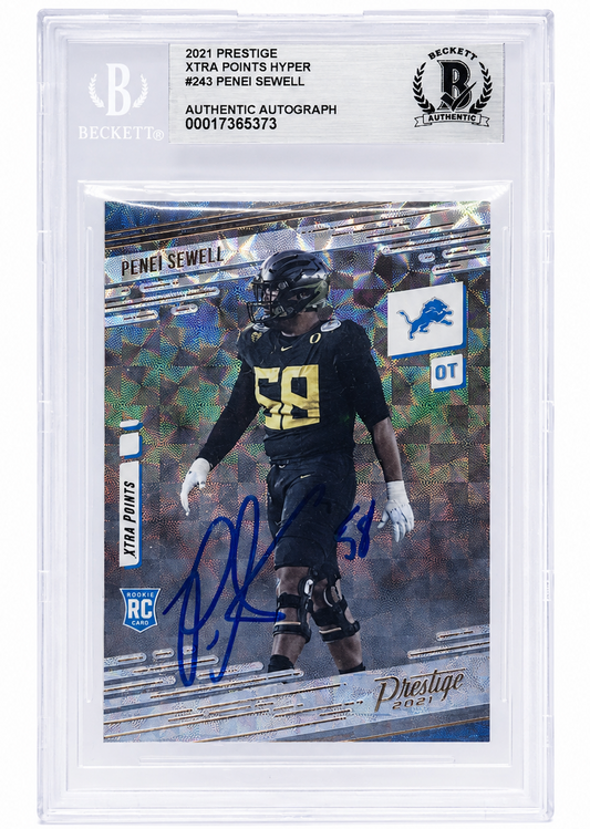 Penei Sewell Lions Signed 2021 Prestige Hyper Rookie Card Beckett Authentic
