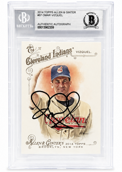 Omar Viquel Signed Indians 2014 Topps Allen & Ginter Card Beckett Authentic BAS