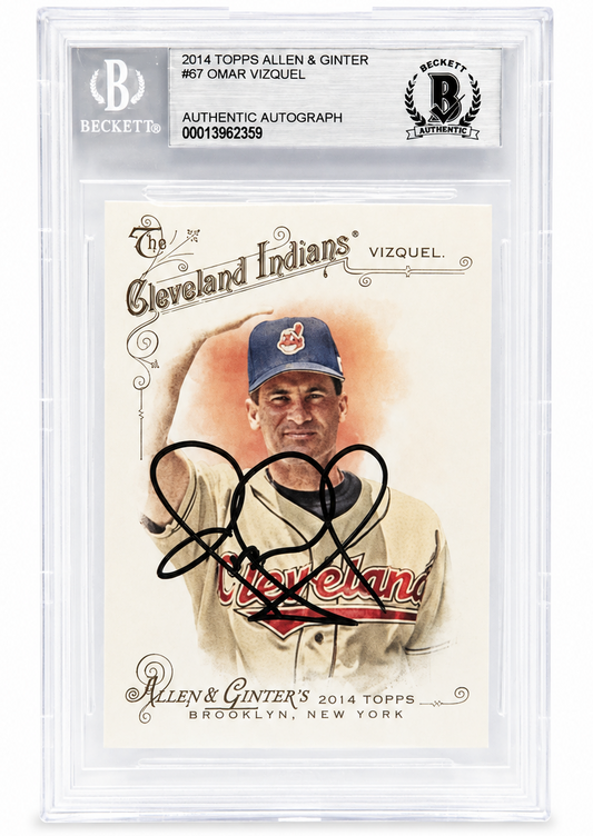 Omar Viquel Signed Indians 2014 Topps Allen & Ginter Card Beckett Authentic BAS
