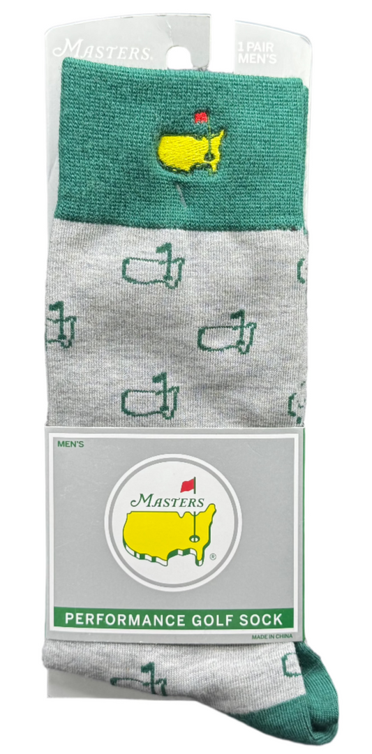 Masters FootJoy Men's Performance Grey and Green Golf Dress Socks Logo Pattern