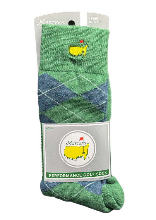 Masters Men's Green & Navy Argyle Footjoy Performance ProDry Dress Golf Socks