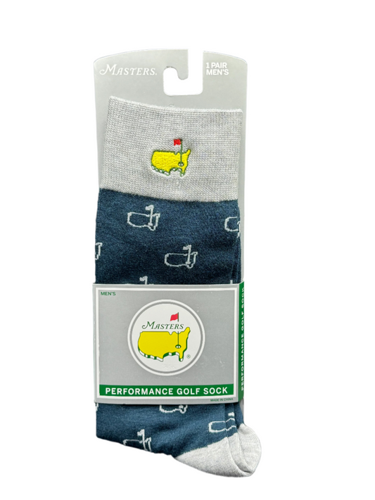 Masters FootJoy Men's Performance Navy and Grey Golf Dress Socks Logo Pattern