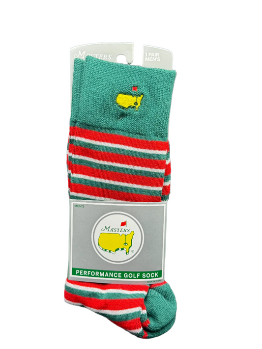 Masters FootJoy Men's Performance Red/Green/Grey Stripe Golf Dress Socks
