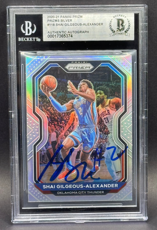 Shai Gilgeous-Alexander 2020 Panini Prizm Silver Signed Card Beckett Authentic