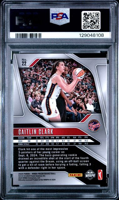 Caitlin Clark Fever 2024 Panini Prizm Rookie Card #22 PSA 10 Gem Mint