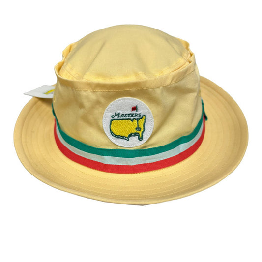 Official Masters Yellow Tri-Color Band Bucket Embroidered Logo Golf Hat