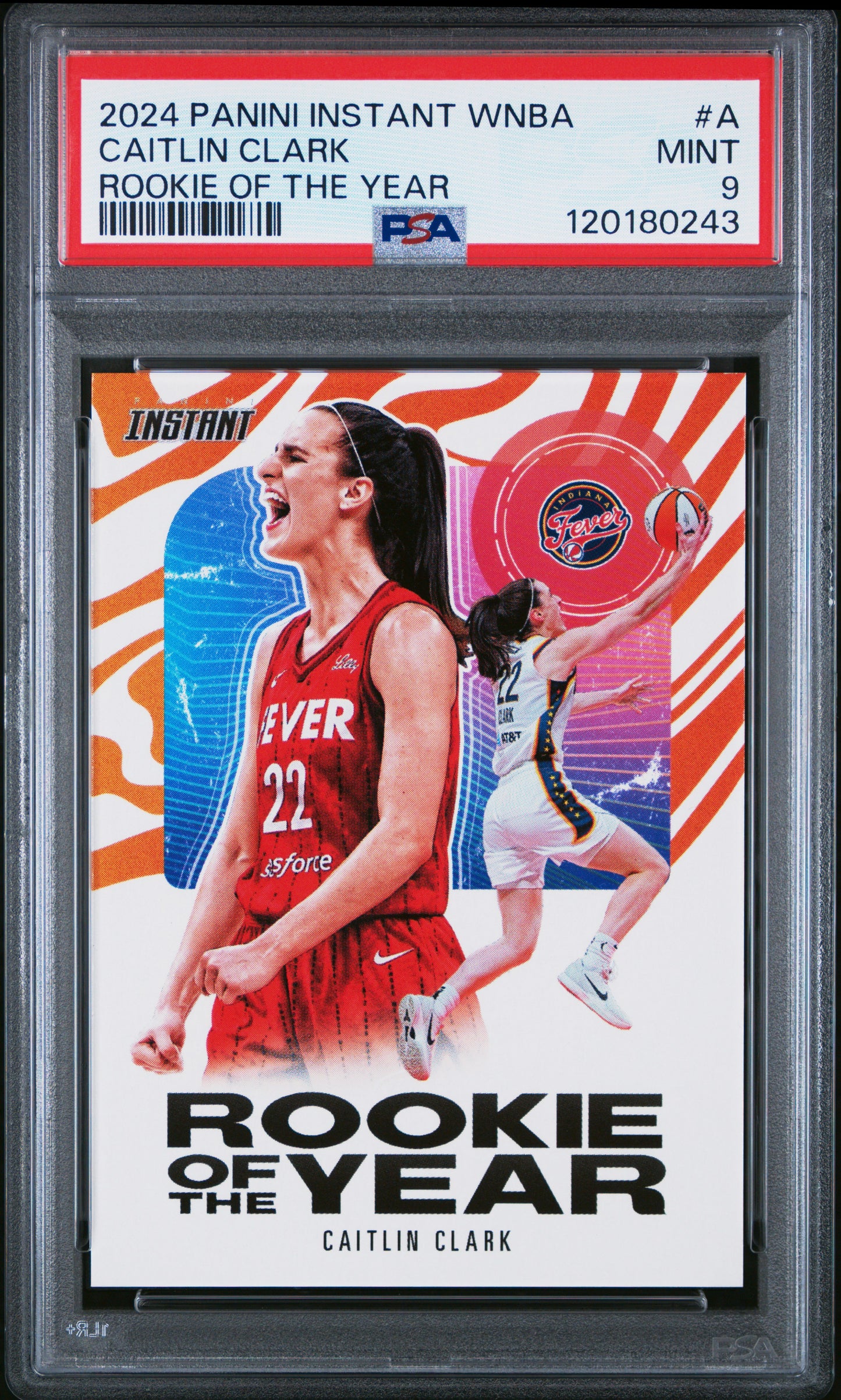Caitlin Clark 2024 Panini Instant Indiana Fever Rookie of the Year Card PSA 9