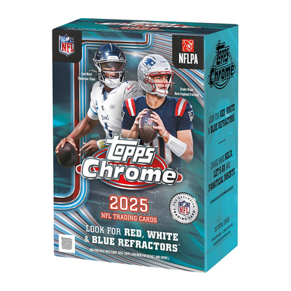 2025 Topps Chrome Football Trading Cards Factory Sealed Value Blaster Box