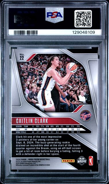 Caitlin Clark Fever 2024 Panini Prizm Rookie Card #22 PSA 9 Mint