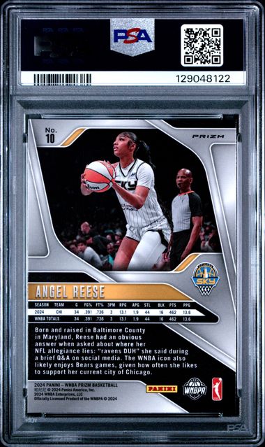 Angel Reese Sky 2024 Panini Prizm Ice Prizm Rookie Card #10 PSA 10 Gem Mint