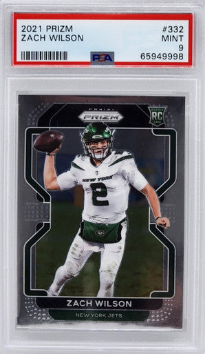 Zach Wilson New York Jets 2021 Panini Prizm Rookie Card #332 PSA 9 Mint
