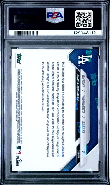 Ohtani/Yamamoto/Sasaki Dodgers 2025 Topps Now Tokyo Series Card #7 PSA 9