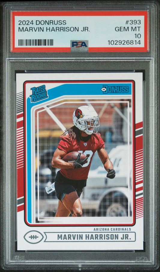 Marvin Harrison Jr. Arizona 2024 Donruss Rated Rookie Card #393 PSA 10 Gem Mint