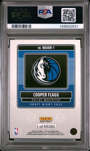 Cooper Flagg Mavericks 2025 Panini Instant Draft Night Rookie Card #1 PSA 10