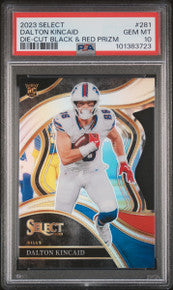 Dalton Kincaid 2023 Select Die-Cut Black & Red Prizm Rookie Card #281 PSA 10