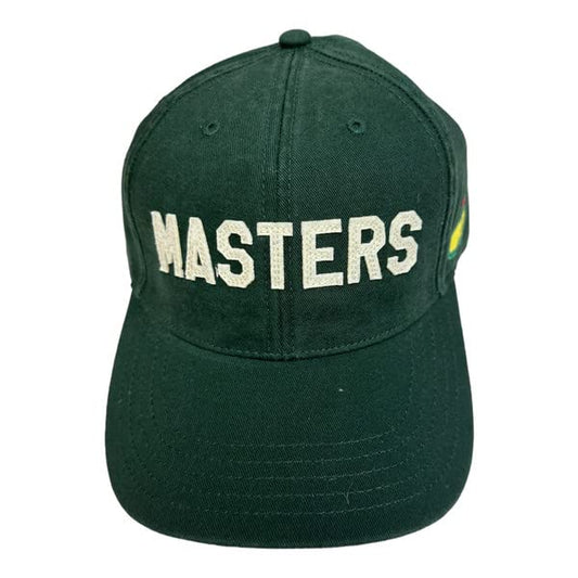 Masters Green Caddy Felt Varsity Lettering Adjustable Golf Slouch Hat