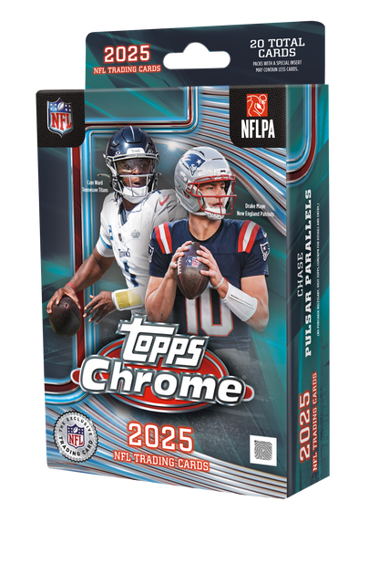 2025 Topps Chrome Football Trading Cards Factory Sealed Hanger Box