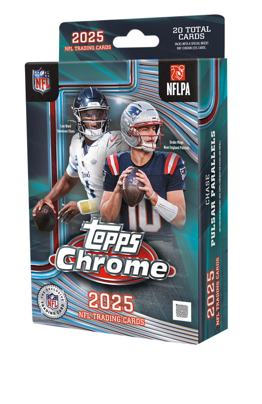 2025 Topps Chrome Football Trading Cards Factory Sealed Hanger Box