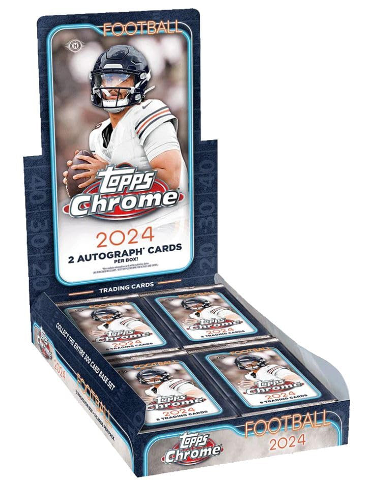 2024 Topps Chrome Football Trading Cards Hobby Box - 2 Autographs Per Box