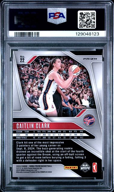 Caitlin Clark Fever 2024 Panini Prizm Orange Ice Rookie Card #22 PSA 9 Mint
