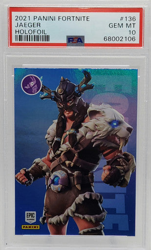 Jaeger Holofoil 2021 Panini Fortnite Epic Games Trading Card #136 PSA 10