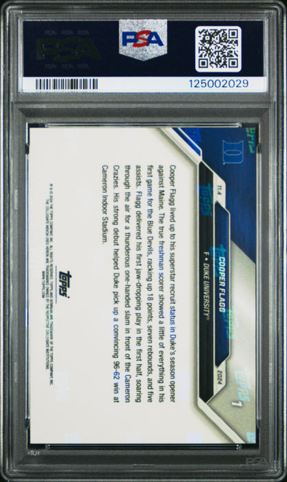 Cooper Flagg Duke Blue Devils 2024 Bowman U Now Debut Card #1 PSA 10 Gem Mint