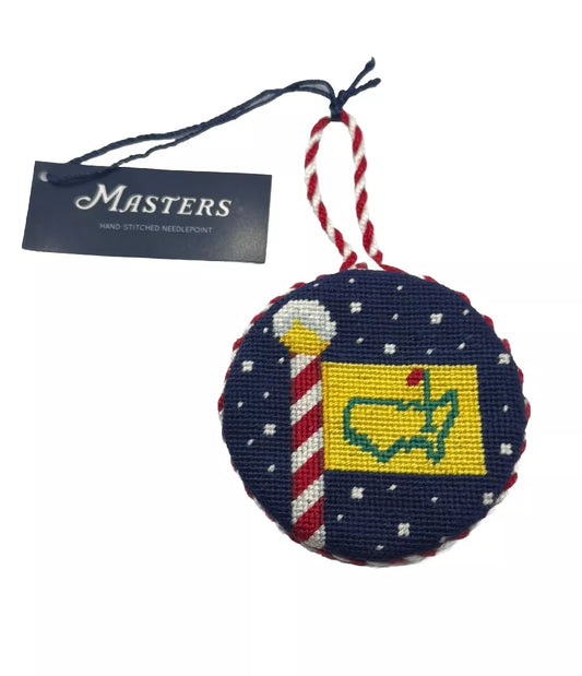 Masters Golf Christmas Holiday North Pole Needlepoint Hand Stitched Ornament